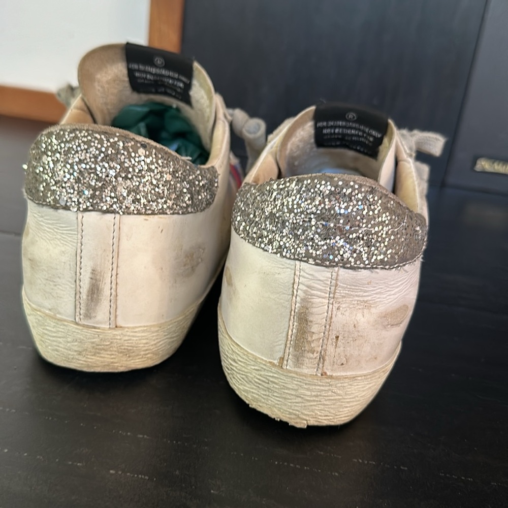 Golden Goose Womens Private Edition Superstar Silver Glitter Sneakers SZ 40 - Picture 2 of 10